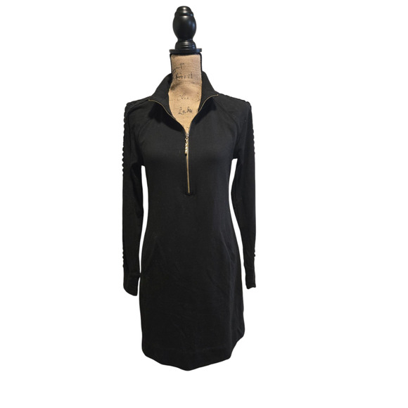 Lily pulitzer black quarter zip dress with sleeve detailing, size small - Picture 1 of 6